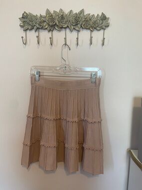 Simplee Apparel Beige Tiered Knit Mini Skirt